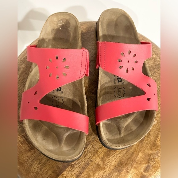 Birkenstock Betula Red Flower Cut-Out Slide On Sandals 37 6 - Picture 3 of 7
